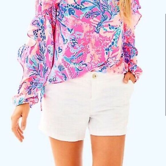 Lilly Pulitzer The Callahan Stretch Short White 10 FLAW - Picture 1 of 11
